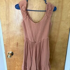 American Eagle Mauve Textured Smocked Tank Dress